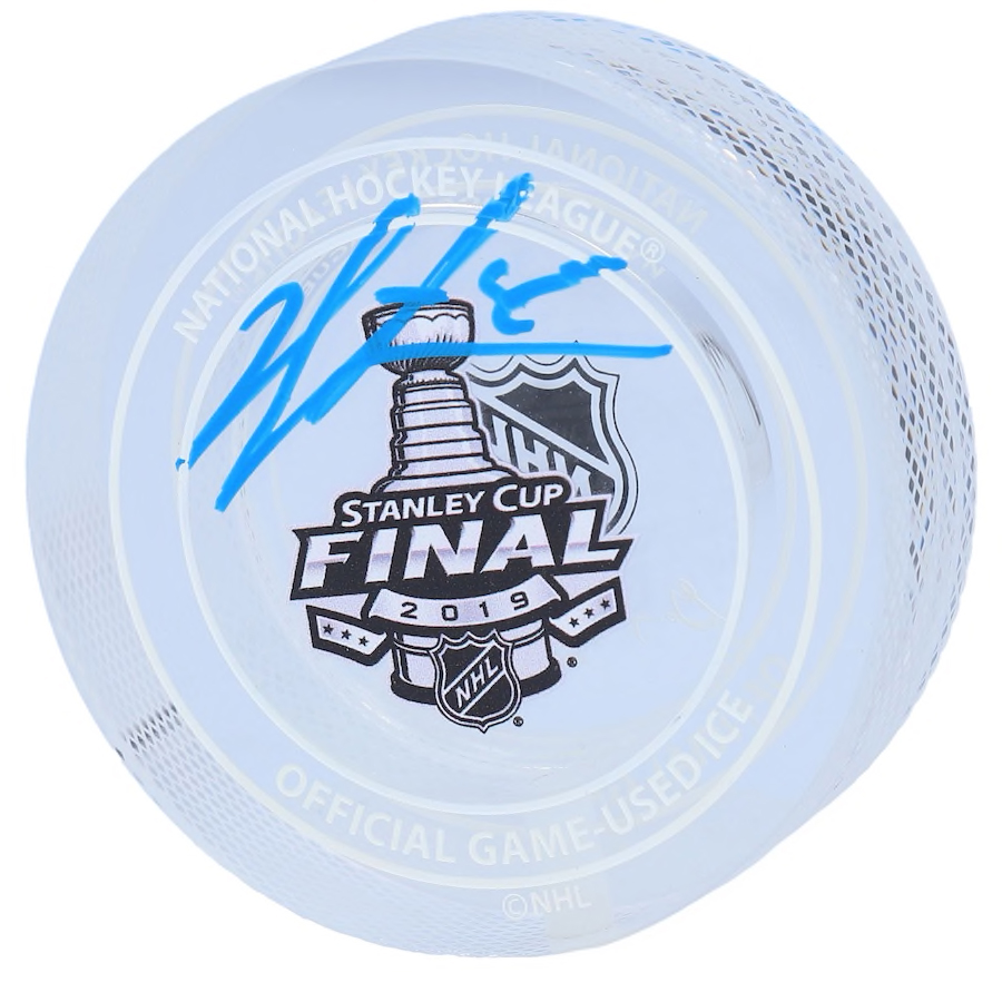 Jordan Binnington Signed 2019 Stanley Cup Game-Used LE Ice Crystal Puck (Fanatics Hologram) at PristineAuction.com Jordan Binnington Signed 2019 Stanley Cup Game-Used LE Ice Crystal Puck (Fanatics Hologram) at PristineAuction.com
