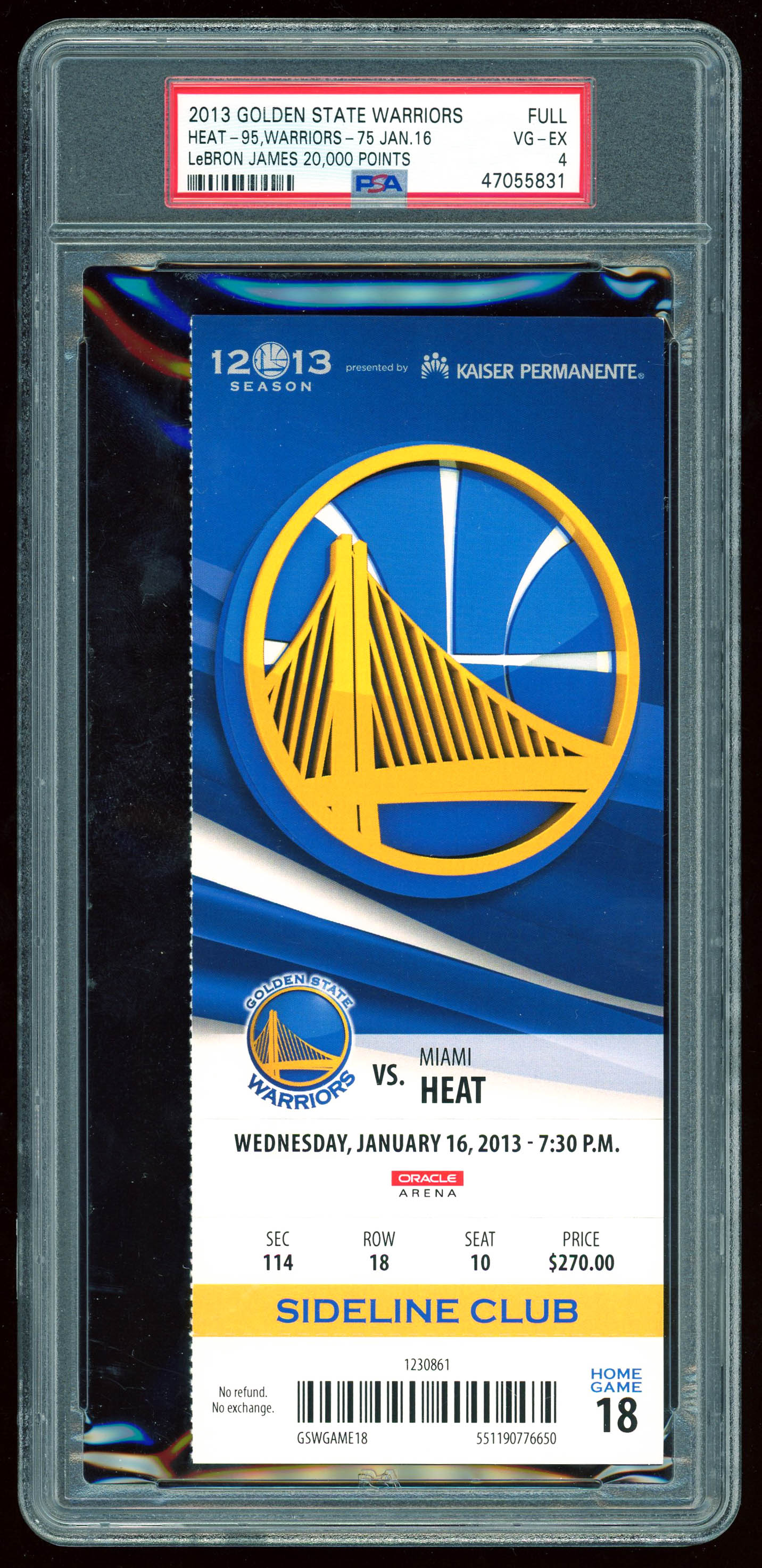 2013 Warriors vs. Heat Game Ticket (PSA 4) at PristineAuction.com 2013 Warriors vs. Heat Game Ticket (PSA 4) at PristineAuction.com