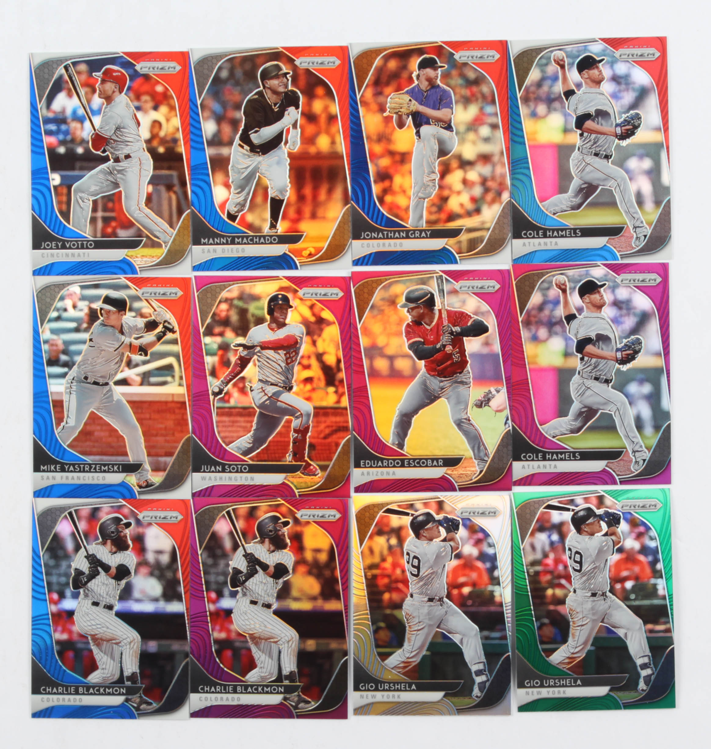 Lot of (12) 2020 Panini Prizm Cards with #76 Manny Machado, #38 Cole Hamels, #33 Joey Votto at PristineAuction.com Lot of (12) 2020 Panini Prizm Cards with #76 Manny Machado, #38 Cole Hamels, #33 Joey Votto at PristineAuction.com