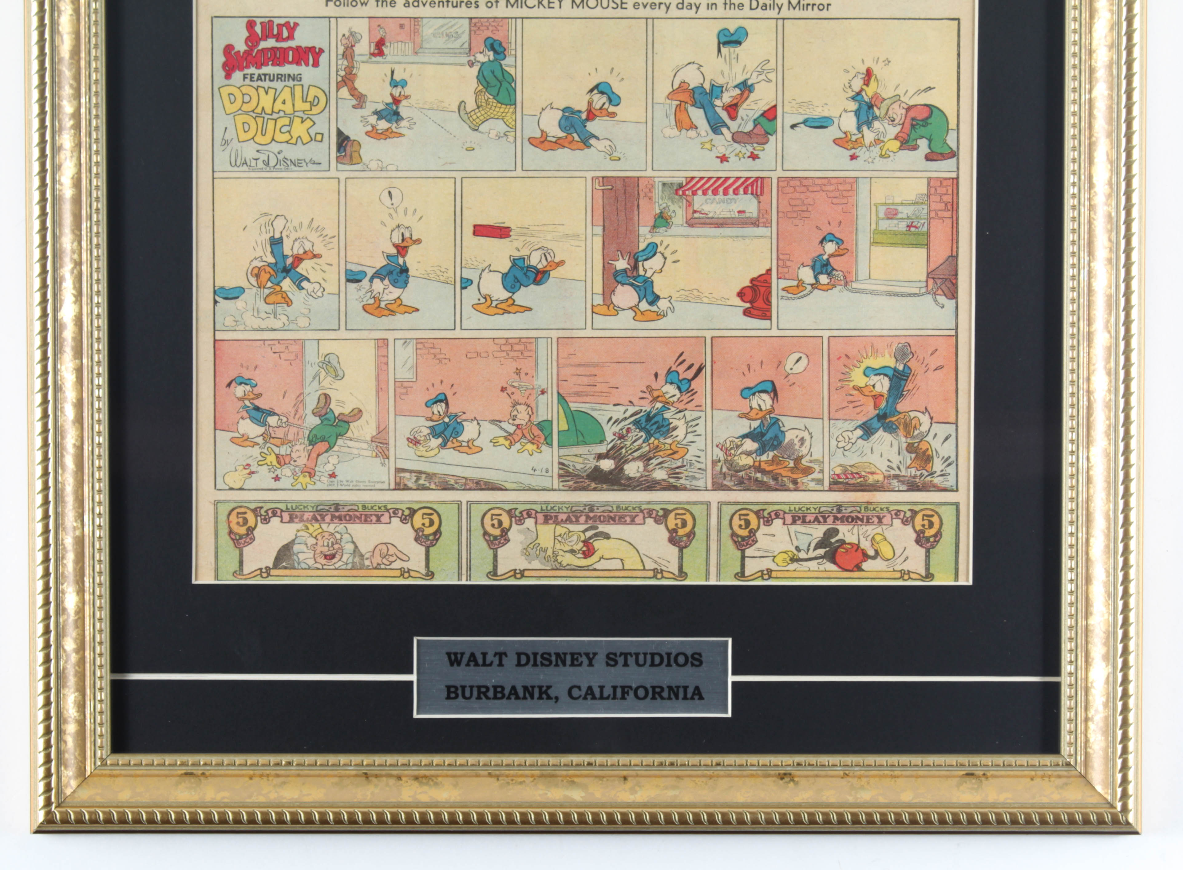 1937 Original Walt Disney's "Mickey Mouse" 15x20 Custom Framed Comic Strip Display at PristineAuction.com 1937 Original Walt Disney's "Mickey Mouse" 15x20 Custom Framed Comic Strip Display at PristineAuction.com