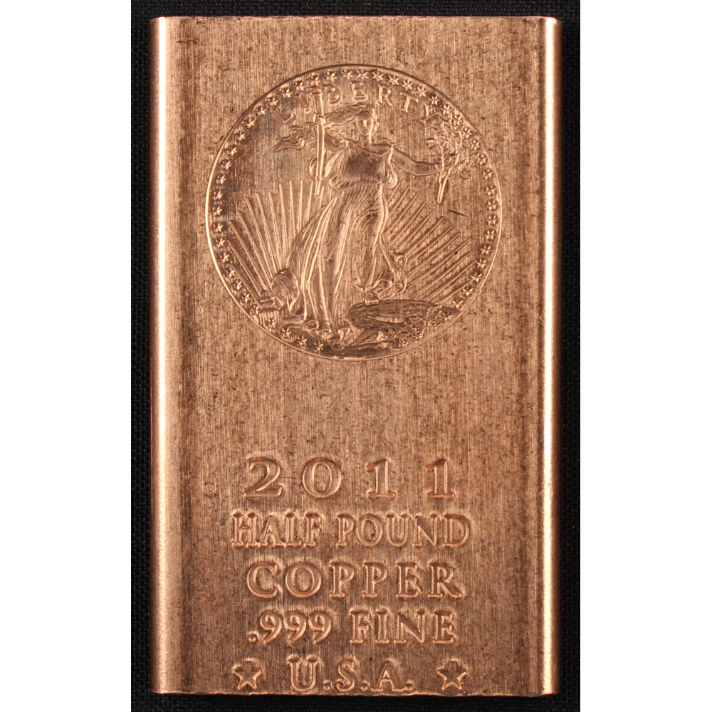 2011 HalfPound "Standing Liberty" .999 Fine Copper Bullion Bar