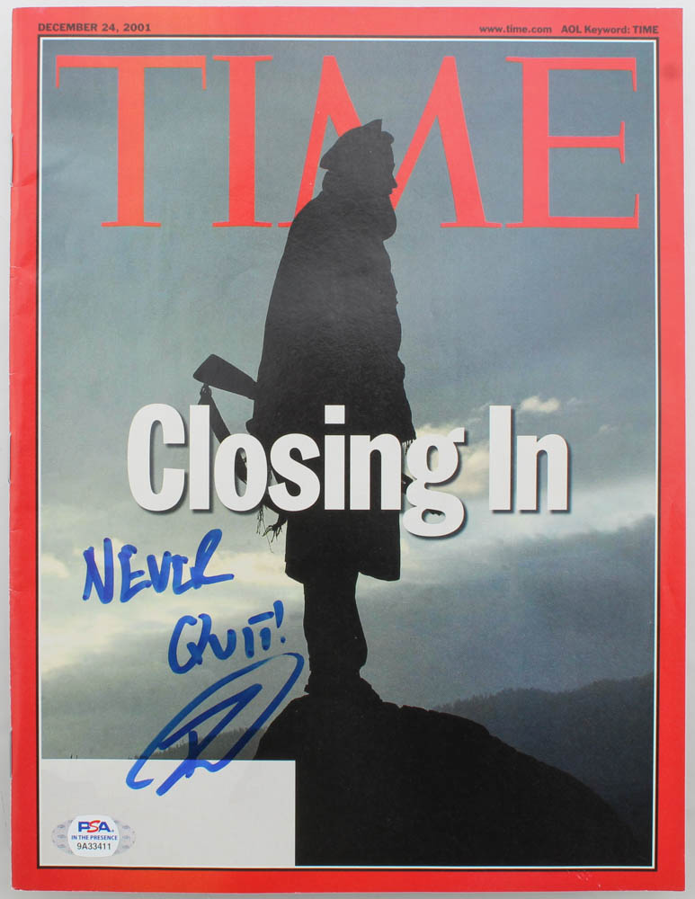 Robert O'Neill Signed 2001 "Time" Magazine Inscribed "Never Quit!" (PSA COA) at PristineAuction.com Robert O'Neill Signed 2001 "Time" Magazine Inscribed "Never Quit!" (PSA COA) at PristineAuction.com