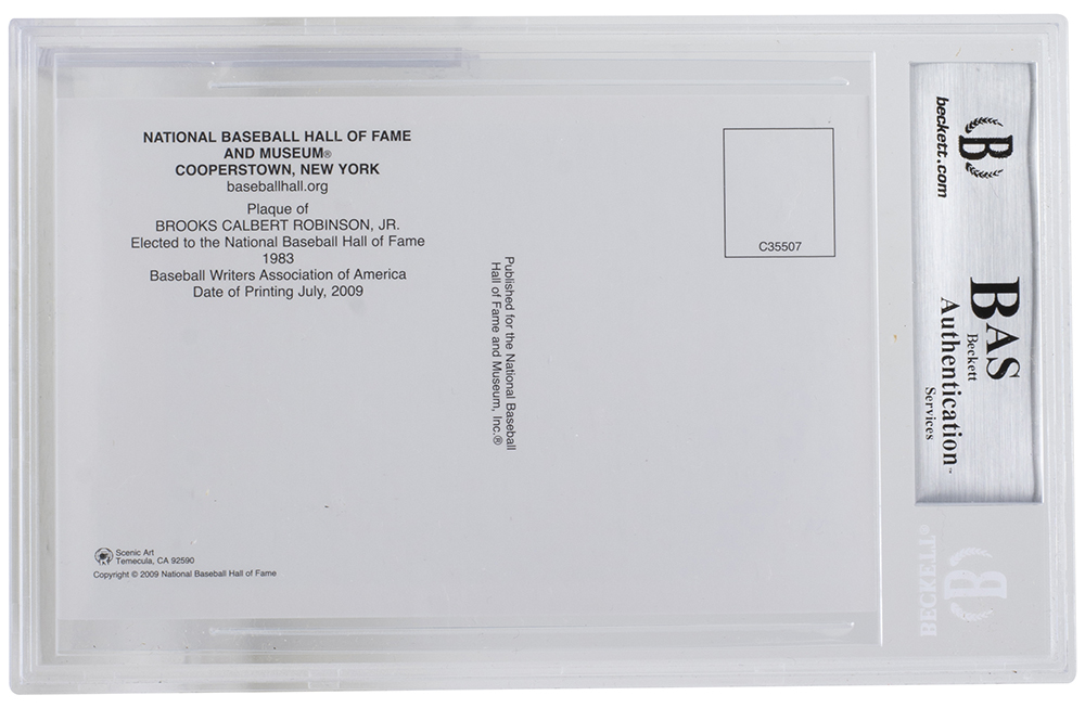 Brooks Robinson Signed Hall of Fame Plaque Postcard (BGS) at PristineAuction.com Brooks Robinson Signed Hall of Fame Plaque Postcard (BGS) at PristineAuction.com