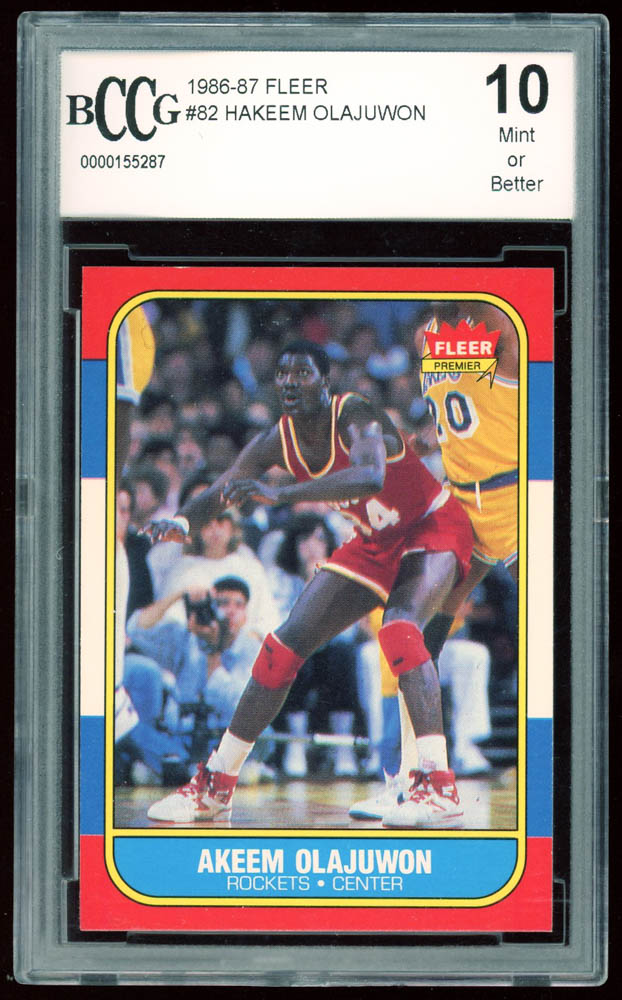 Hakeem Olajuwon 1986-87 Fleer #82 RC (BCCG 10) at PristineAuction.com Hakeem Olajuwon 1986-87 Fleer #82 RC (BCCG 10) at PristineAuction.com