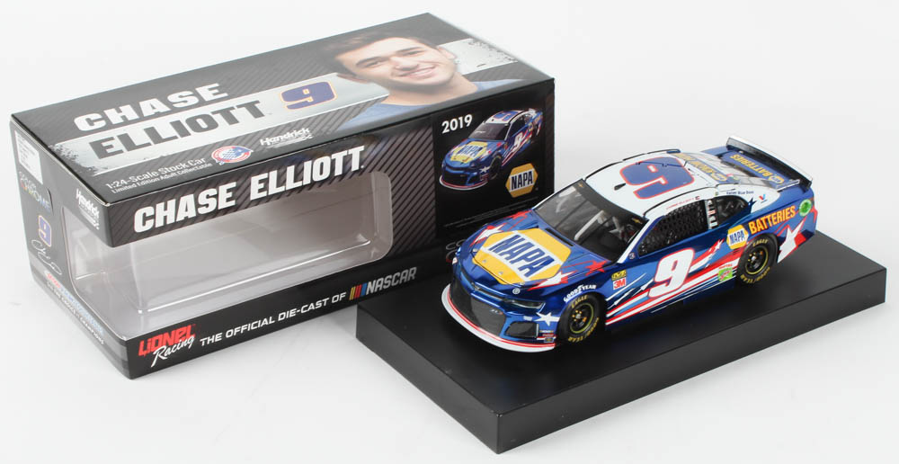 Chase Elliott 2019 NASCAR #9 NAPA Batteries Patriotic - Color Chrome - 1:24 Premium Action Diecast Car at PristineAuction.com Chase Elliott 2019 NASCAR #9 NAPA Batteries Patriotic - Color Chrome - 1:24 Premium Action Diecast Car at PristineAuction.com