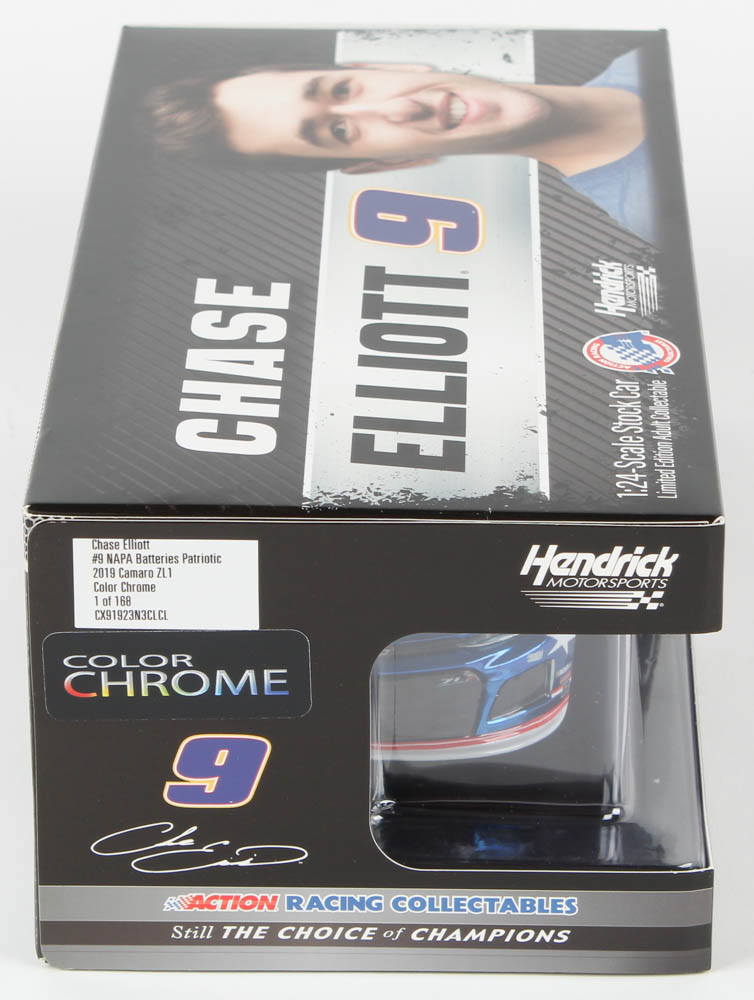 Chase Elliott 2019 NASCAR #9 NAPA Batteries Patriotic - Color Chrome - 1:24 Premium Action Diecast Car at PristineAuction.com Chase Elliott 2019 NASCAR #9 NAPA Batteries Patriotic - Color Chrome - 1:24 Premium Action Diecast Car at PristineAuction.com
