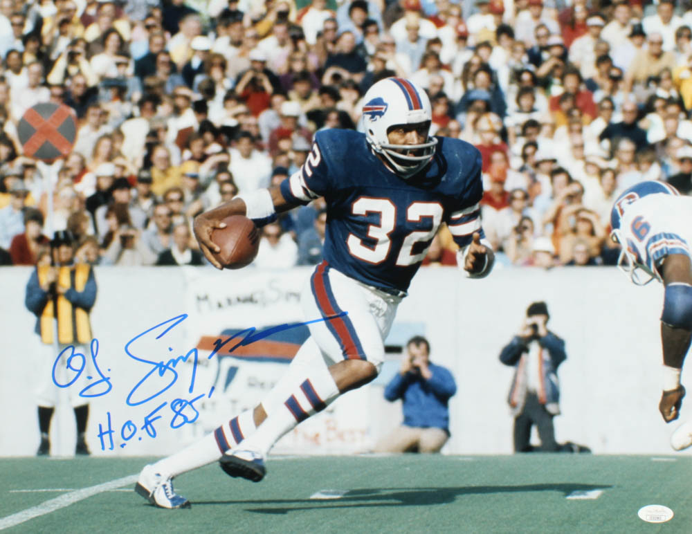 O. J. Simpson Signed Bills 16x20 Photo Inscribed "HOF 85" (JSA COA) at PristineAuction.com O. J. Simpson Signed Bills 16x20 Photo Inscribed "HOF 85" (JSA COA) at PristineAuction.com