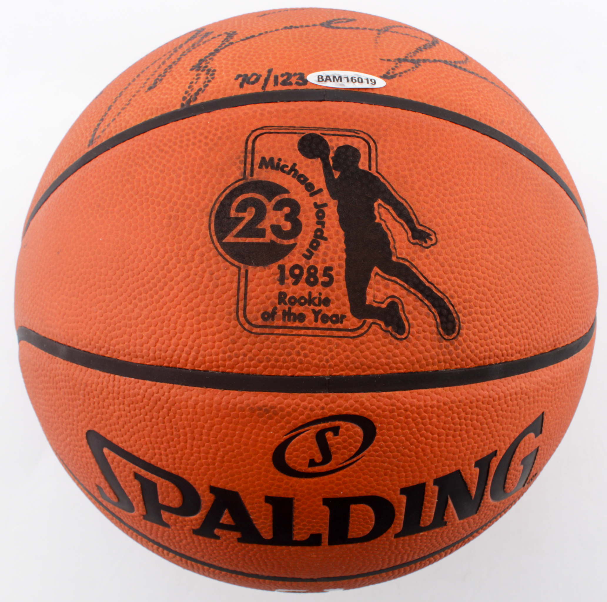 Michael Jordan Signed LE Official NBA Game Ball Rookie of the Year Logo Commemorative Basketball with Display Case (UDA Hologram) at PristineAuction.com Michael Jordan Signed LE Official NBA Game Ball Rookie of the Year Logo Commemorative Basketball with Display Case (UDA Hologram) at PristineAuction.com