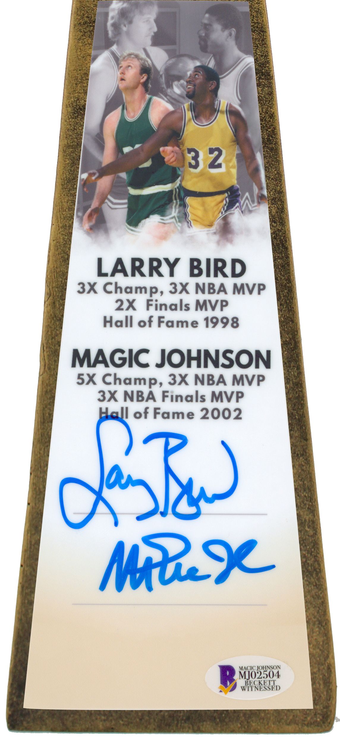 Larry Bird & Magic Johnson Signed 14” Championship Basketball Trophy (Beckett COA) at PristineAuction.com Larry Bird & Magic Johnson Signed 14” Championship Basketball Trophy (Beckett COA) at PristineAuction.com