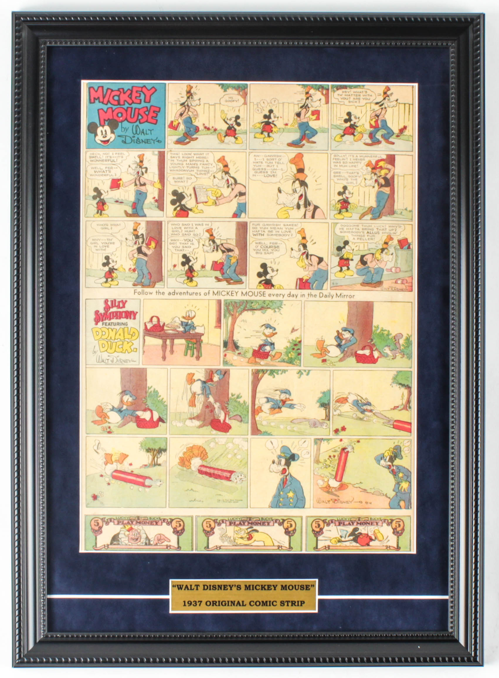 Vintage 1937 "Mickey Mouse" 14x20 Custom Framed Comic Strip Display at PristineAuction.com Vintage 1937 "Mickey Mouse" 14x20 Custom Framed Comic Strip Display at PristineAuction.com