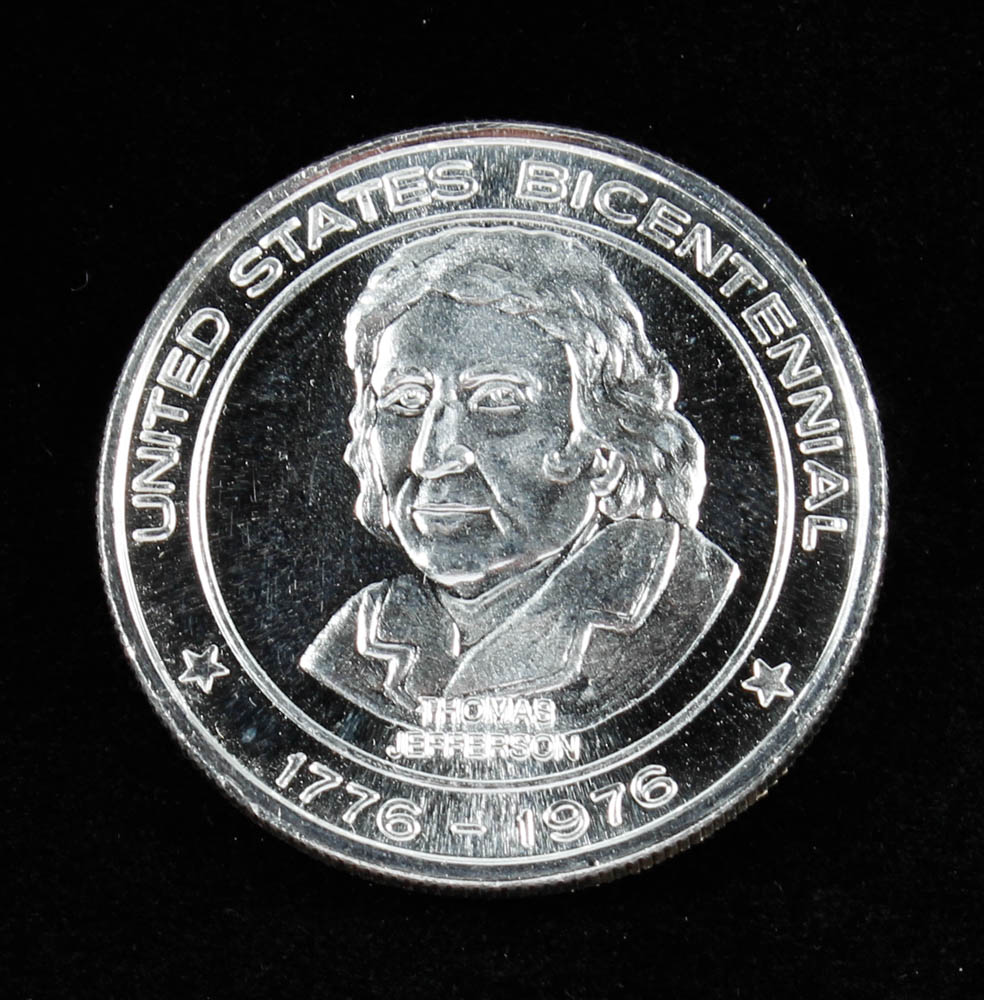 Thomas Jefferson .999 One Troy Ounce Fine Silver Bullion Round at PristineAuction.com Thomas Jefferson .999 One Troy Ounce Fine Silver Bullion Round at PristineAuction.com