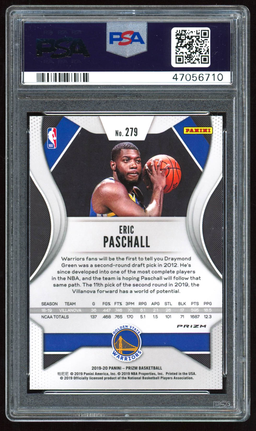 Eric Paschall 2019-20 Panini Prizm Prizms Pink Ice #279 (PSA 9) at PristineAuction.com Eric Paschall 2019-20 Panini Prizm Prizms Pink Ice #279 (PSA 9) at PristineAuction.com