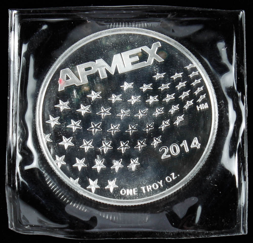 1 Troy Ounce .999 Fine Silver 2014 "APMEX" Bullion Round at PristineAuction.com 1 Troy Ounce .999 Fine Silver 2014 "APMEX" Bullion Round at PristineAuction.com