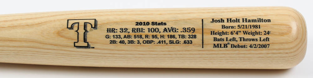 Josh Hamilton LE Custom Career Highlight Baseball Bat at PristineAuction.com Josh Hamilton LE Custom Career Highlight Baseball Bat at PristineAuction.com
