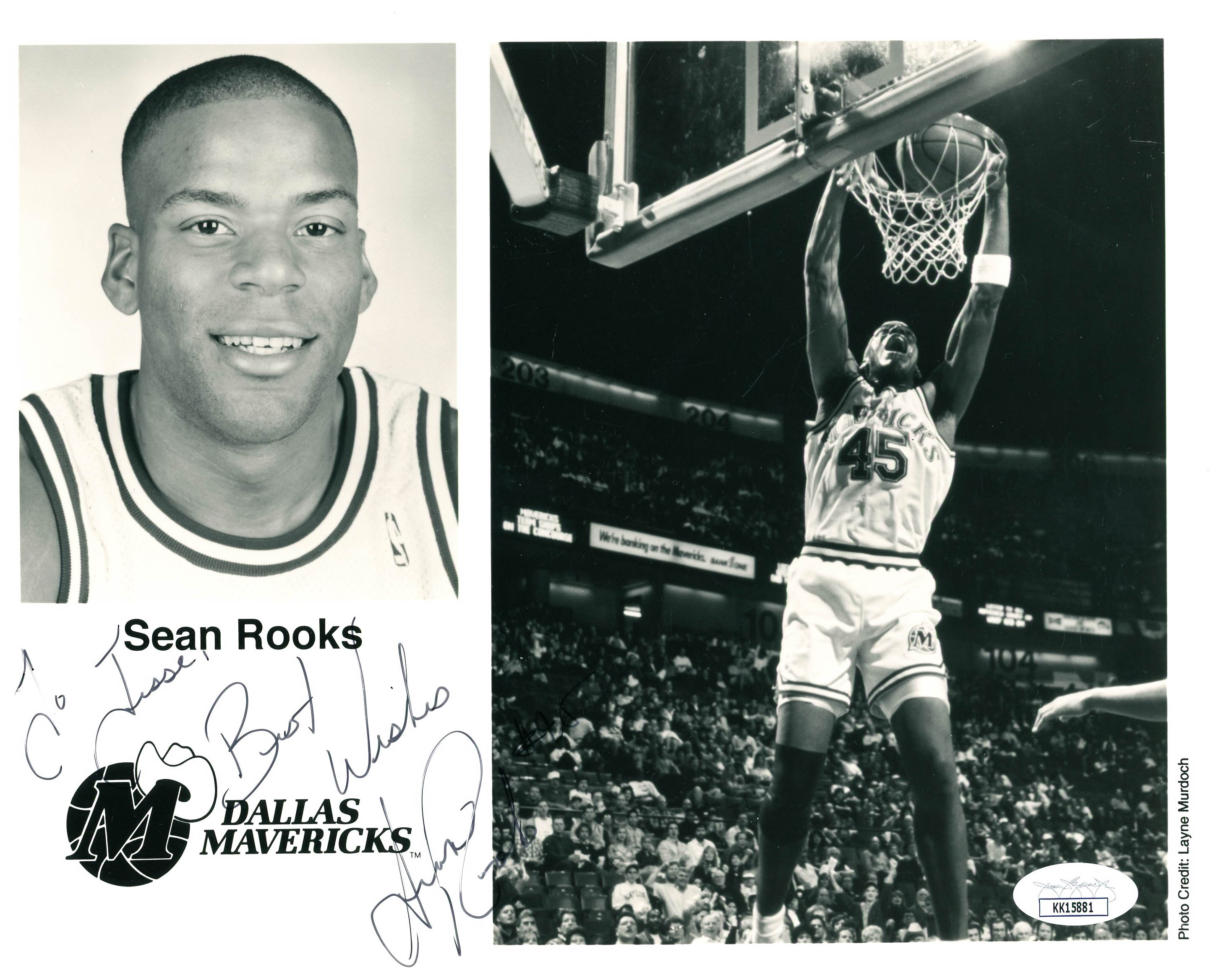 Sean Rooks Signed Mavericks 8x10 Photo Inscribed