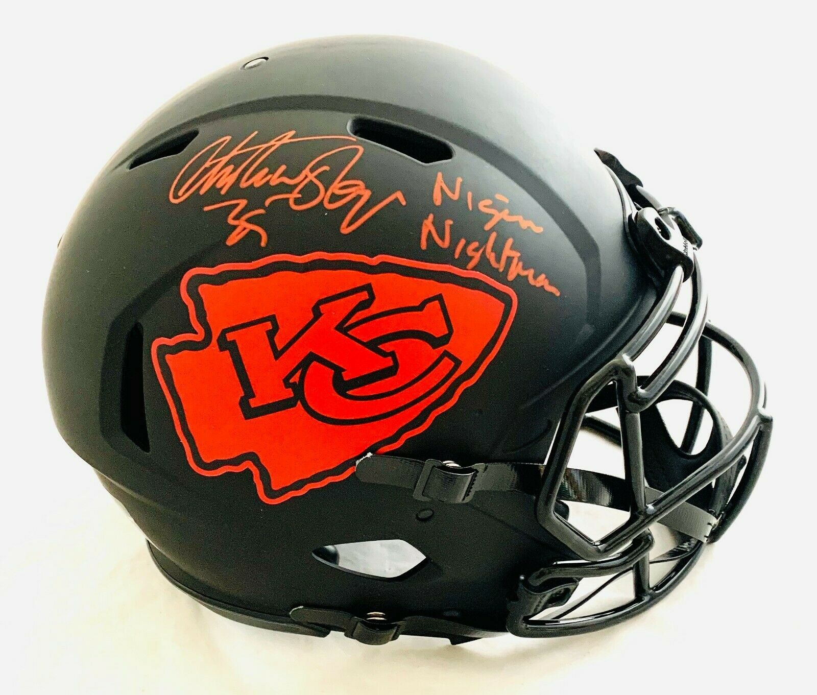 Christian Okoye Signed Chiefs Full-Size Authentic On-Field Eclipse Alternate Speed Helmet Inscribed "Nigerian Nightmare" (JSA COA) at PristineAuction.com Christian Okoye Signed Chiefs Full-Size Authentic On-Field Eclipse Alternate Speed Helmet Inscribed "Nigerian Nightmare" (JSA COA) at PristineAuction.com