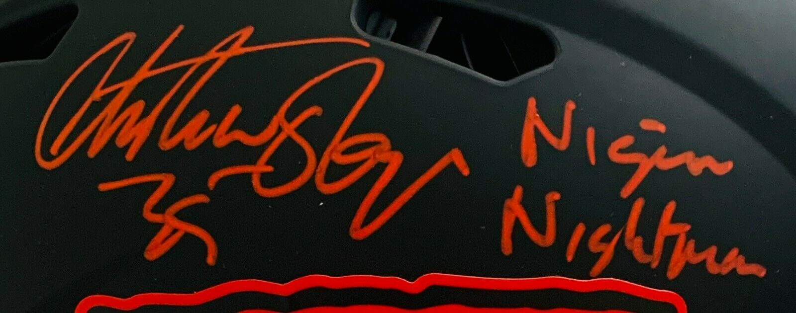 Christian Okoye Signed Chiefs Full-Size Authentic On-Field Eclipse Alternate Speed Helmet Inscribed "Nigerian Nightmare" (JSA COA) at PristineAuction.com Christian Okoye Signed Chiefs Full-Size Authentic On-Field Eclipse Alternate Speed Helmet Inscribed "Nigerian Nightmare" (JSA COA) at PristineAuction.com