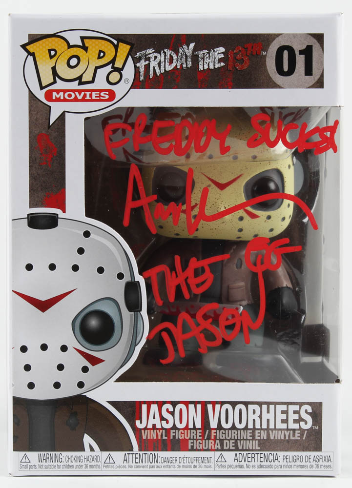 Ari Lehman Signed "Friday the 13th" - Jason Voorhees #01 Funko Pop! Vinyl Figure Inscribed "Freddy Sucks!" & "The OG Jason" (PA COA) (See Description) at PristineAuction.com Ari Lehman Signed "Friday the 13th" - Jason Voorhees #01 Funko Pop! Vinyl Figure Inscribed "Freddy Sucks!" & "The OG Jason" (PA COA) (See Description) at PristineAuction.com