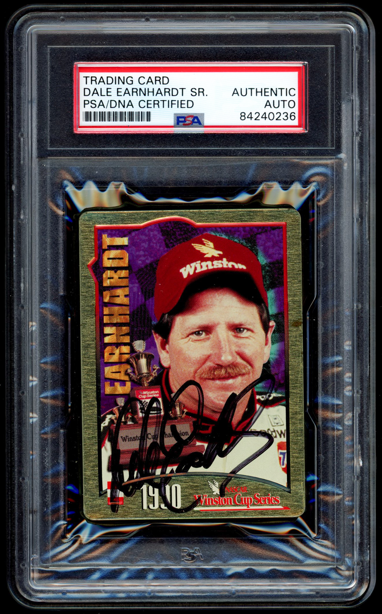 Dale Earnhardt Sr. Signed 1995 Metallic Impressions 1990 Winston Cup Champions (PSA Encapsulated) at PristineAuction.com Dale Earnhardt Sr. Signed 1995 Metallic Impressions 1990 Winston Cup Champions (PSA Encapsulated) at PristineAuction.com