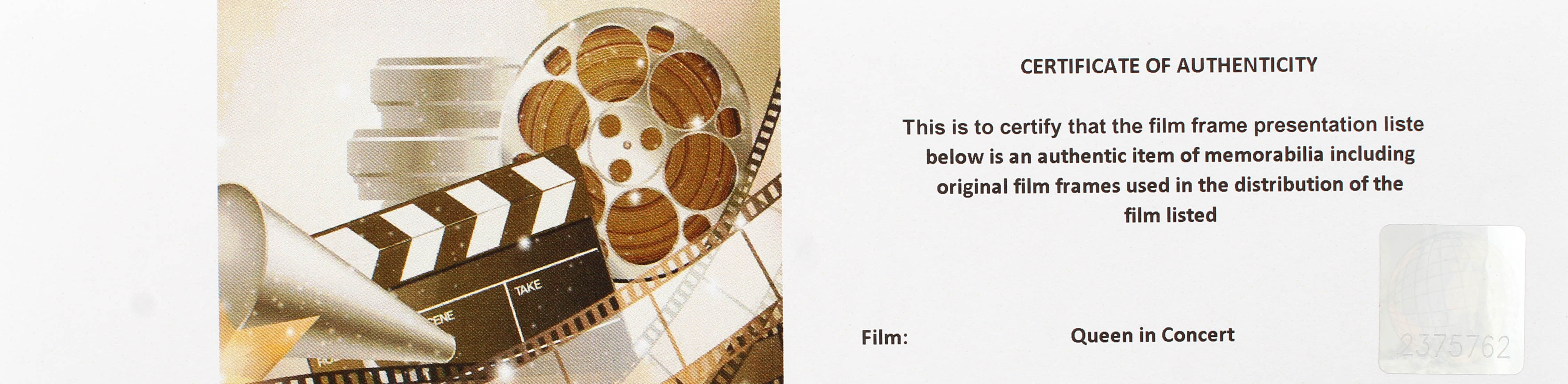 "Queen in Concert" LE 8x10 Custom Matted Original Film / Movie Cell Display at PristineAuction.com "Queen in Concert" LE 8x10 Custom Matted Original Film / Movie Cell Display at PristineAuction.com