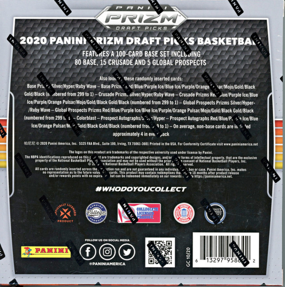 202021 Panini Prizm Draft Picks Basketball Hobby Box with (5) Packs