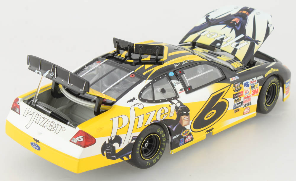 Mark Martin Signed LE #9 Batman / Justice League / Pfizer 2004 Taurus 1:24 Scale Die Cast Car with 1:64 Replica (JSA COA) at PristineAuction.com Mark Martin Signed LE #9 Batman / Justice League / Pfizer 2004 Taurus 1:24 Scale Die Cast Car with 1:64 Replica (JSA COA) at PristineAuction.com