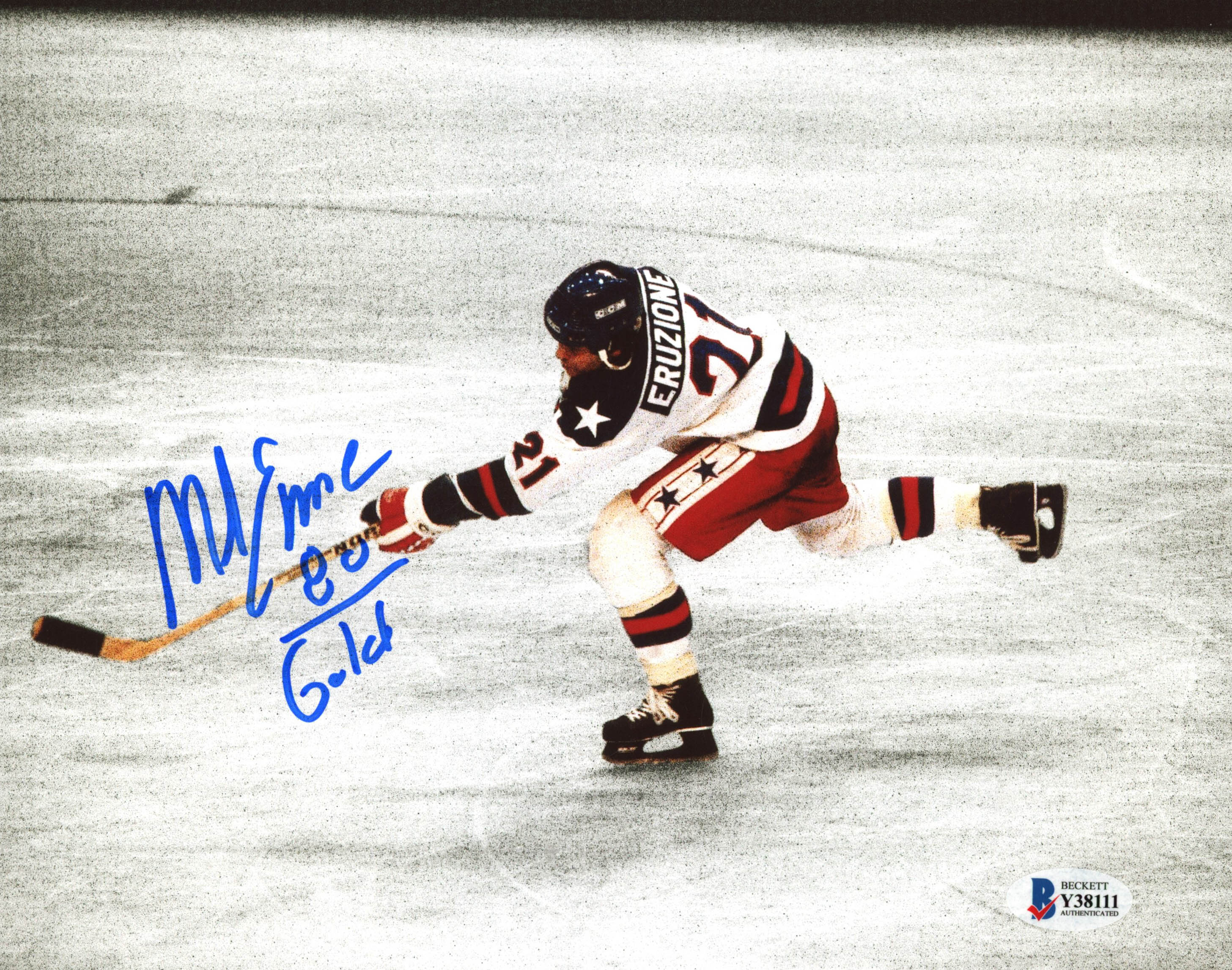 Mike Eruzione Signed Team USA "Miracle On Ice" 8x10 Photo Inscribed "80 Gold" (Beckett COA) at PristineAuction.com Mike Eruzione Signed Team USA "Miracle On Ice" 8x10 Photo Inscribed "80 Gold" (Beckett COA) at PristineAuction.com