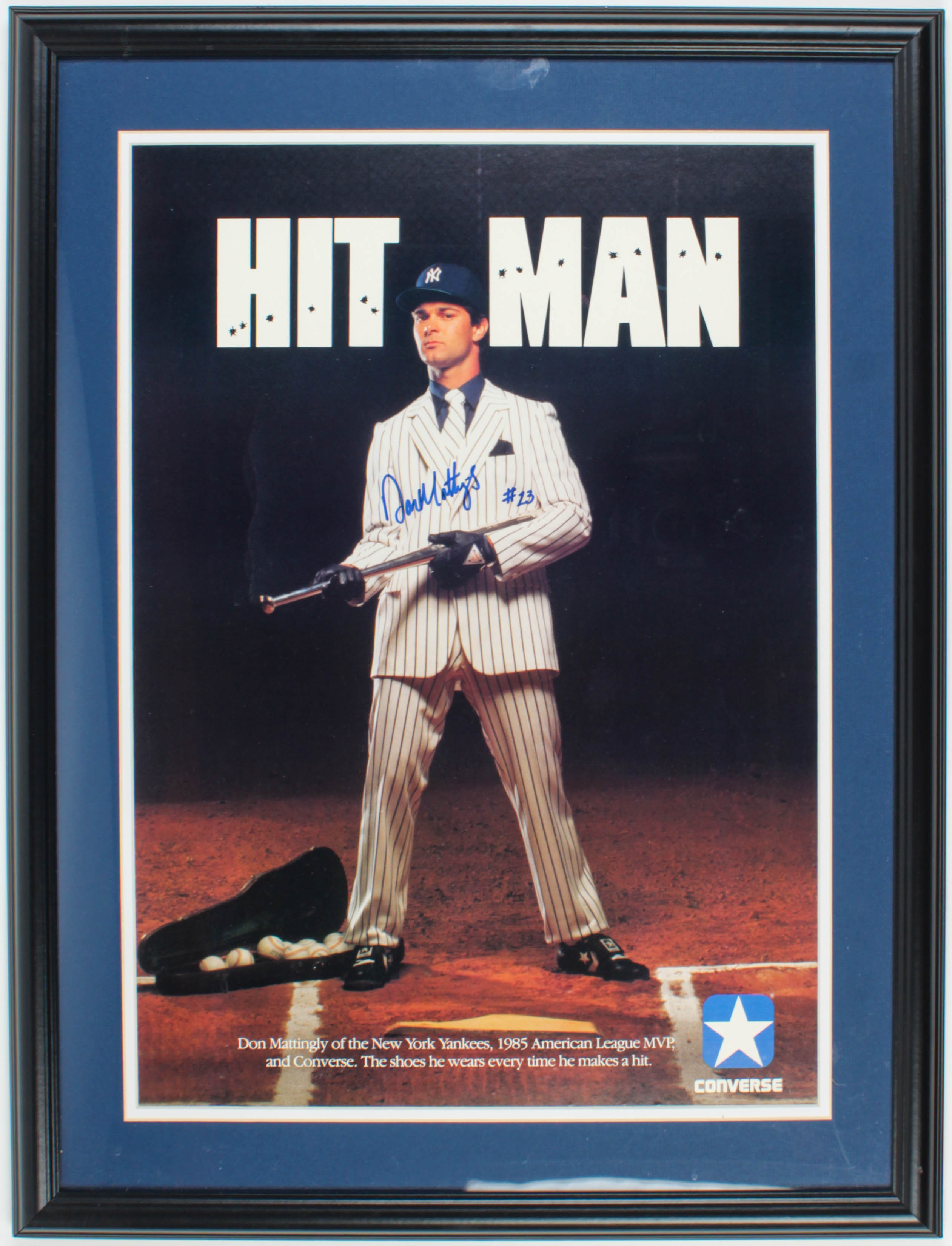 Don Mattingly Signed Original 1985 American League MVP Hit Man 22x28 Custom Framed Poster (JSA COA) at PristineAuction.com Don Mattingly Signed Original 1985 American League MVP Hit Man 22x28 Custom Framed Poster (JSA COA) at PristineAuction.com