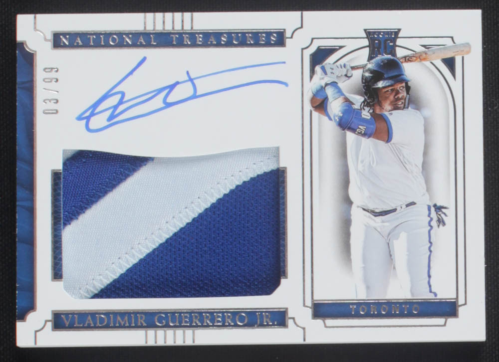Vladimir Guerrero Jr. 2019 Panini National Treasures #29 Jersey Autograph RC #03/99 at PristineAuction.com Vladimir Guerrero Jr. 2019 Panini National Treasures #29 Jersey Autograph RC #03/99 at PristineAuction.com