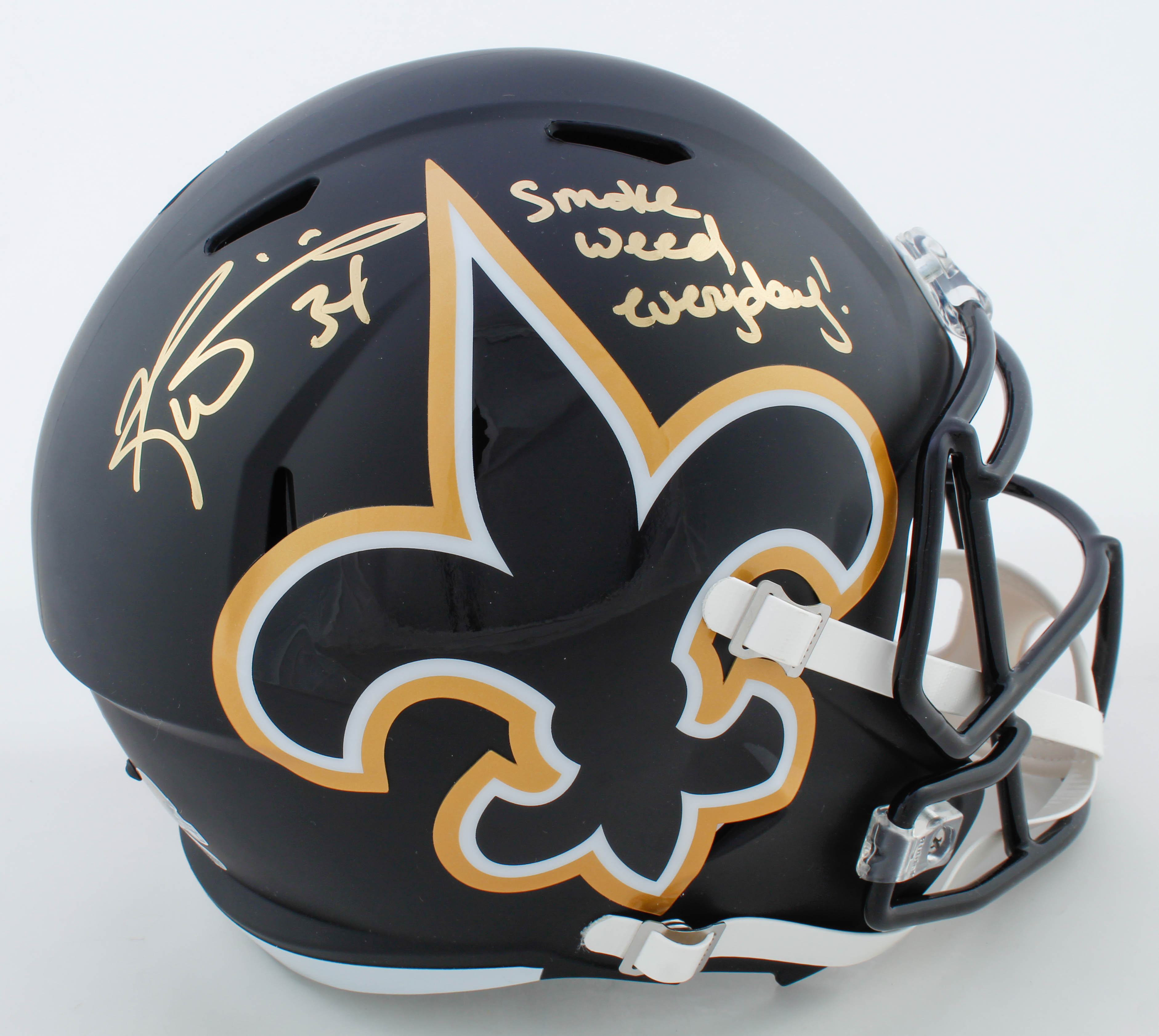 Ricky Williams Signed Saints Full-Size AMP Alternate Speed Helmet Inscribed "Smoke Weed Everyday!" (Beckett COA) at PristineAuction.com Ricky Williams Signed Saints Full-Size AMP Alternate Speed Helmet Inscribed "Smoke Weed Everyday!" (Beckett COA) at PristineAuction.com