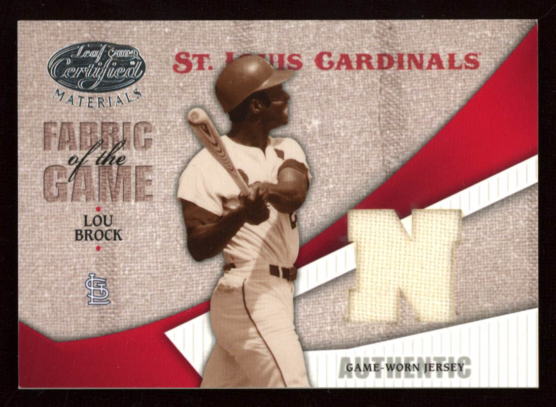 Lou Brock 2004 Leaf Certified Materials Fabric of the Game #68 Jersey at PristineAuction.com Lou Brock 2004 Leaf Certified Materials Fabric of the Game #68 Jersey at PristineAuction.com