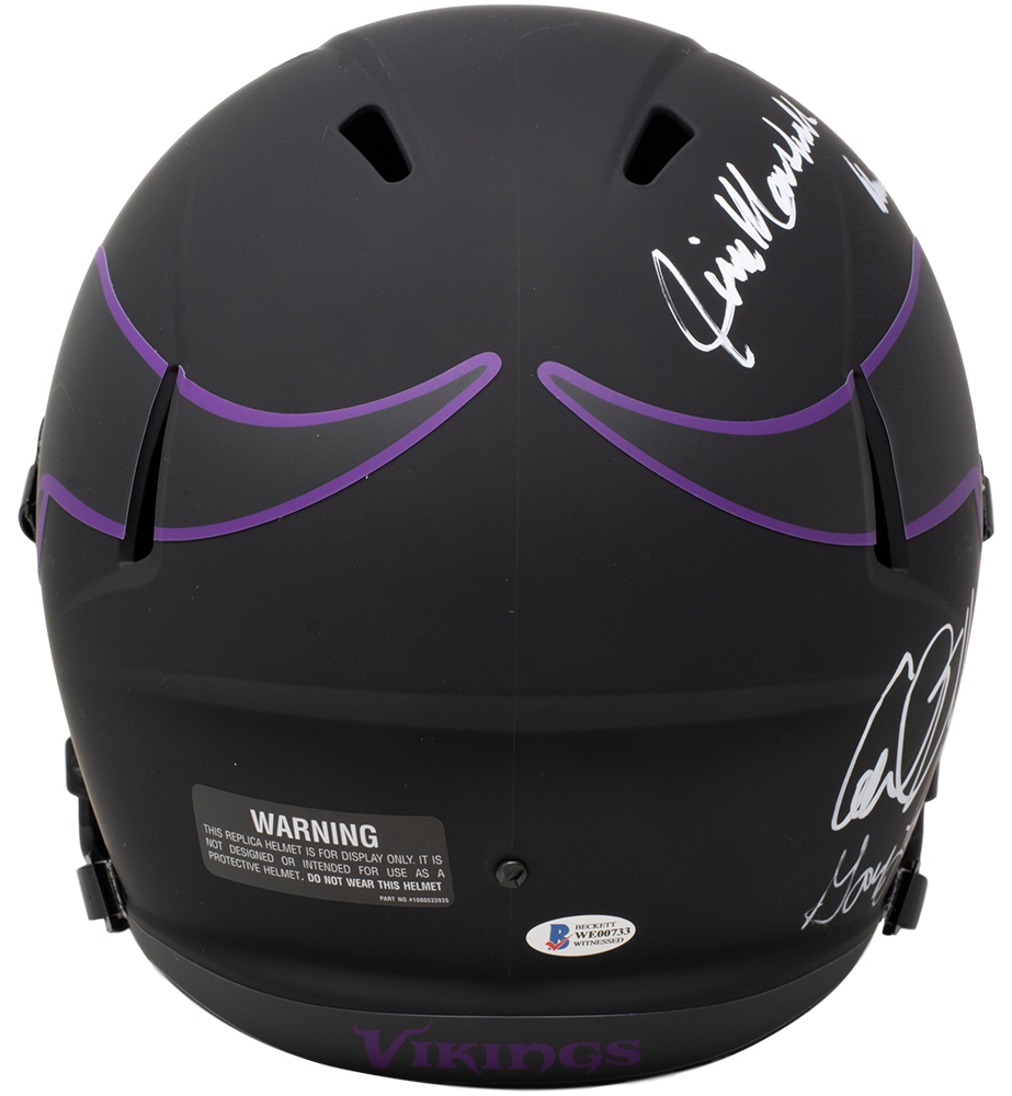 Vikings "Purple People Eaters" Full-Size Eclipse Alternate Speed Helmet Signed by (4) with Carl Eller, Alan Page, Gary Larsen & Jim Marshall (Beckett COA) at PristineAuction.com Vikings "Purple People Eaters" Full-Size Eclipse Alternate Speed Helmet Signed by (4) with Carl Eller, Alan Page, Gary Larsen & Jim Marshall (Beckett COA) at PristineAuction.com
