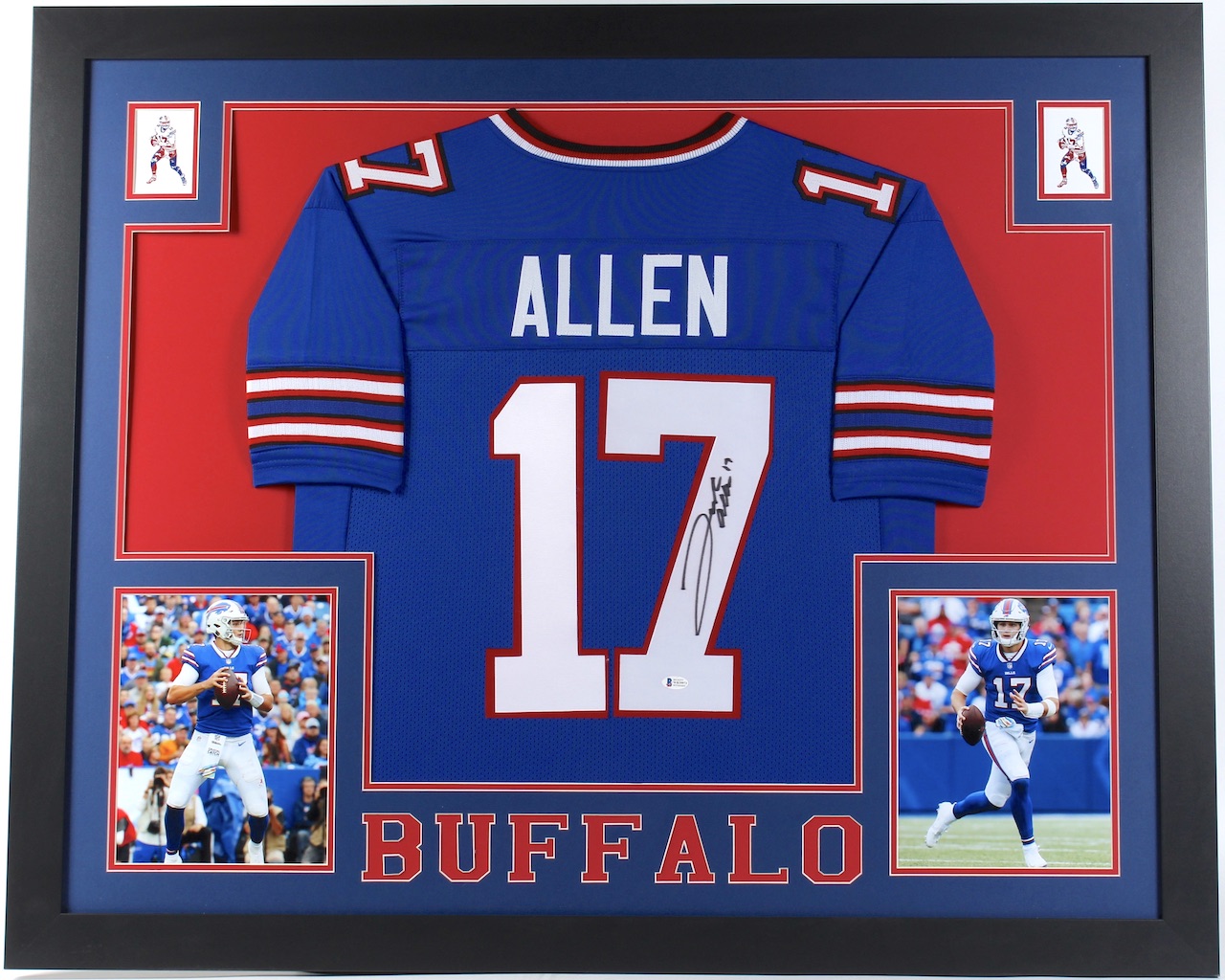 Josh Allen Signed 35x43 Custom Framed Jersey (Beckett COA) at PristineAuction.com Josh Allen Signed 35x43 Custom Framed Jersey (Beckett COA) at PristineAuction.com