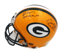 Packers MVPs Full-Size Authentic On-Field Helmet Signed By (4) With Bart Starr, Brett Favre, Jim Taylor & Paul Hornung With Multiple Inscriptions (Beckett LOA) at PristineAuction.com