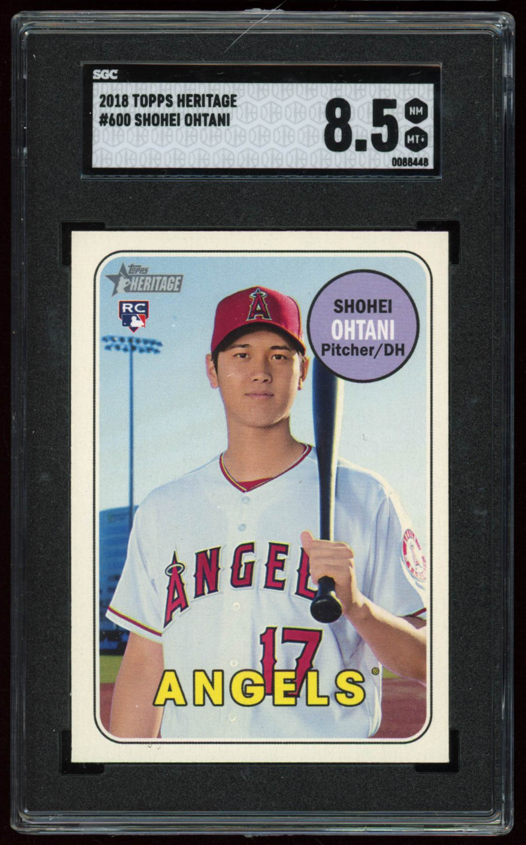 Shohei Ohtani 2018 Topps Heritage #600 RC (SGC 8.5) at PristineAuction.com Shohei Ohtani 2018 Topps Heritage #600 RC (SGC 8.5) at PristineAuction.com