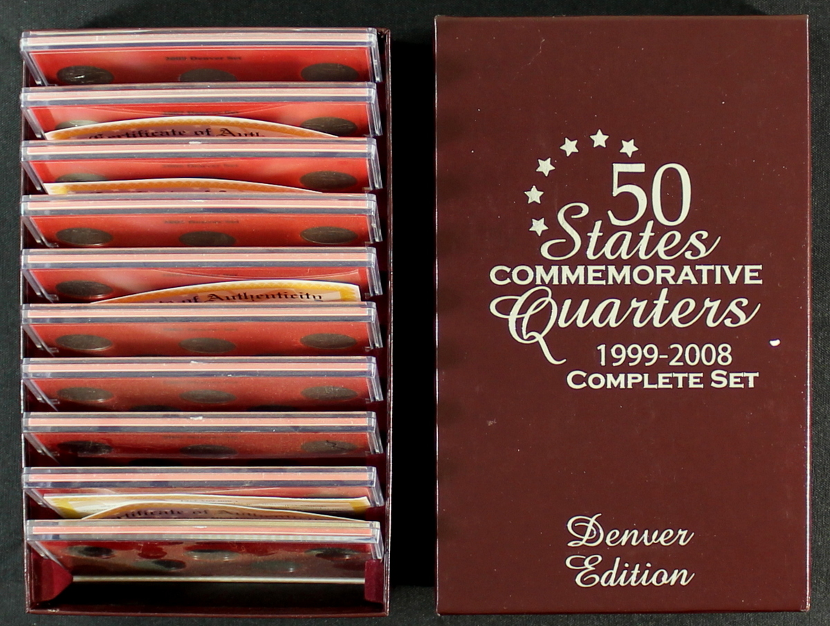 Complete 50 State Set of Commemorative Quarters from 1999 - 2008 in Original Case at PristineAuction.com Complete 50 State Set of Commemorative Quarters from 1999 - 2008 in Original Case at PristineAuction.com