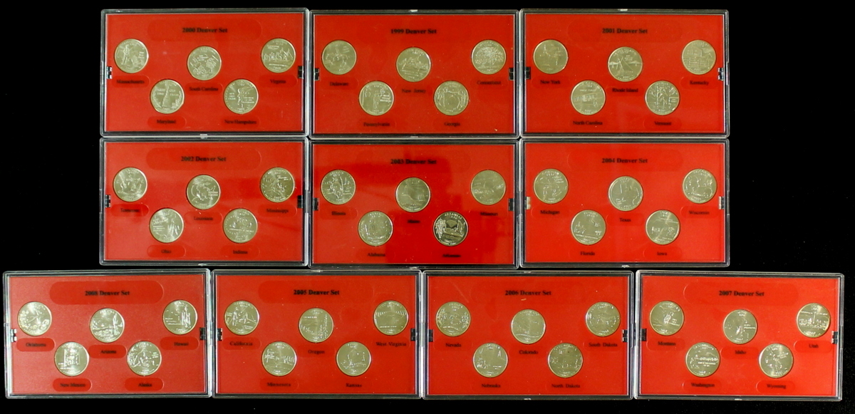 Complete 50 State Set of Commemorative Quarters from 1999 - 2008 in Original Case at PristineAuction.com Complete 50 State Set of Commemorative Quarters from 1999 - 2008 in Original Case at PristineAuction.com