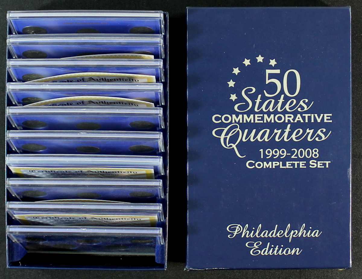 Complete 50 State Set of Commemorative Quarters from 1999 - 2008 in Original Case at PristineAuction.com Complete 50 State Set of Commemorative Quarters from 1999 - 2008 in Original Case at PristineAuction.com