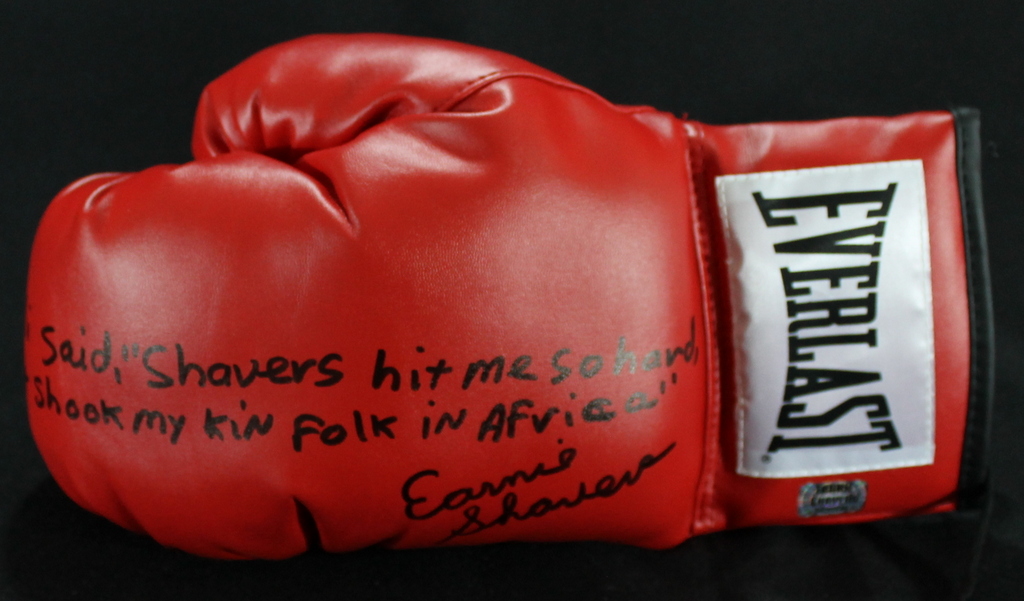 Earnie Shavers Signed Everlast Boxing Glove with Extensive Inscription Referencing Muhammad Ali (Shavers Hologram) at PristineAuction.com Earnie Shavers Signed Everlast Boxing Glove with Extensive Inscription Referencing Muhammad Ali (Shavers Hologram) at PristineAuction.com