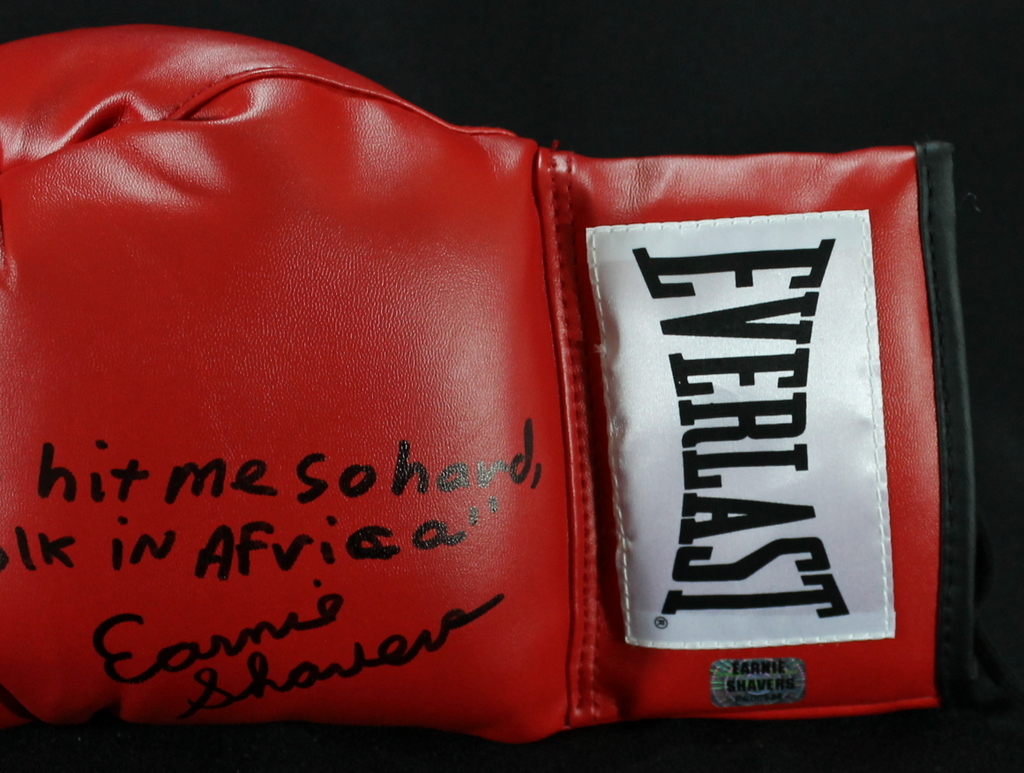 Earnie Shavers Signed Everlast Boxing Glove with Extensive Inscription Referencing Muhammad Ali (Shavers Hologram) at PristineAuction.com Earnie Shavers Signed Everlast Boxing Glove with Extensive Inscription Referencing Muhammad Ali (Shavers Hologram) at PristineAuction.com