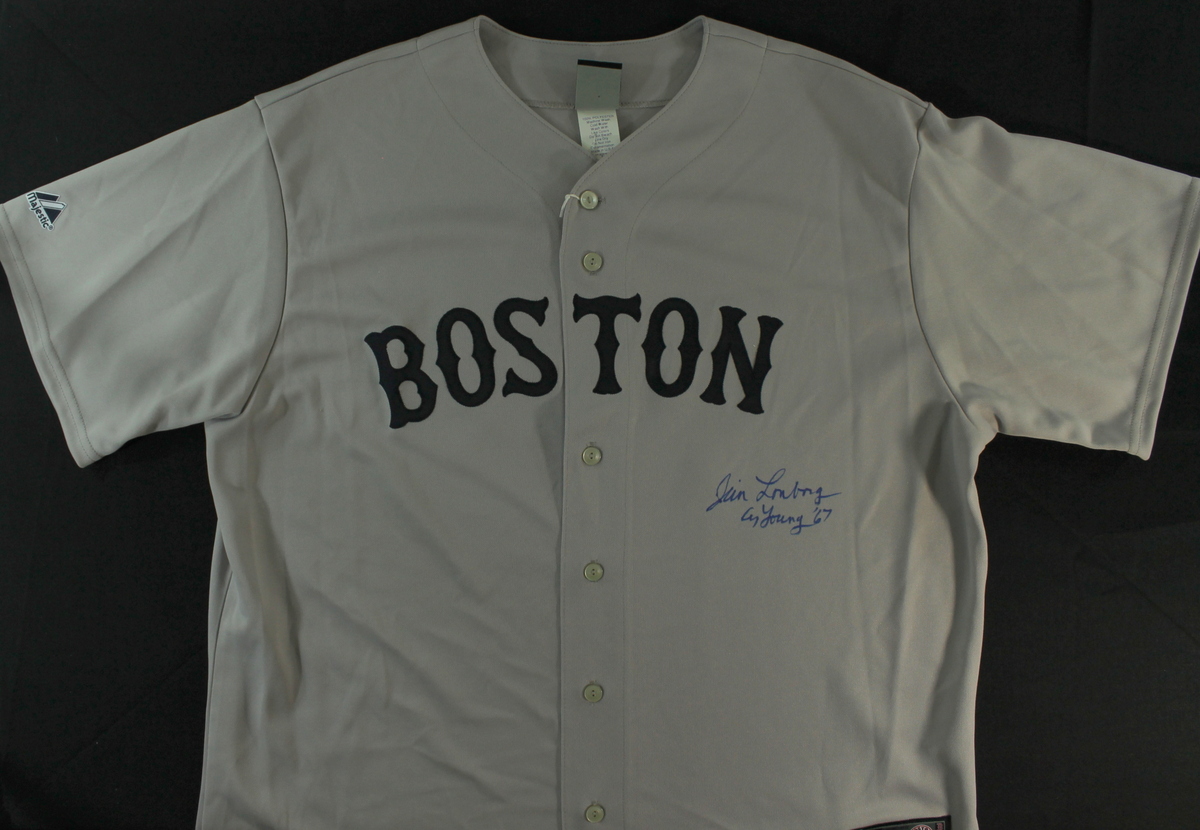 Jim Lonborg Signed Red Sox Jersey Inscribed "CY Young 67" (Quality Authentication COA) at PristineAuction.com Jim Lonborg Signed Red Sox Jersey Inscribed "CY Young 67" (Quality Authentication COA) at PristineAuction.com
