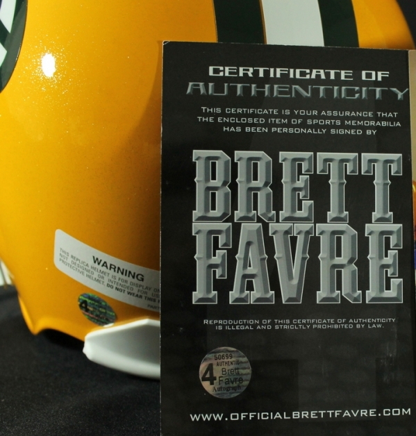 Brett Favre Signed Packers Full-Size Replica Helmet with (5) Career Stat Inscriptions (Favre COA) at PristineAuction.com Brett Favre Signed Packers Full-Size Replica Helmet with (5) Career Stat Inscriptions (Favre COA) at PristineAuction.com