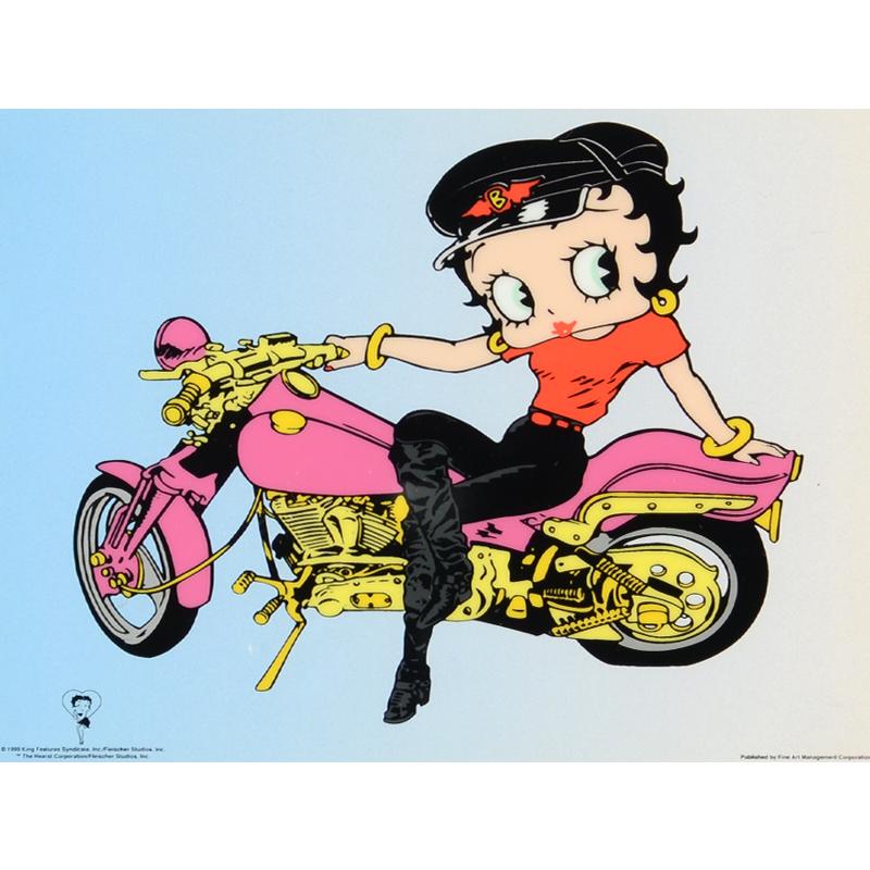 Betty Boop on Motorcycle Limited Edition 15" x 13" Custom Framed Animation Serigraph Cel (PA LOA) at PristineAuction.com Betty Boop on Motorcycle Limited Edition 15" x 13" Custom Framed Animation Serigraph Cel (PA LOA) at PristineAuction.com