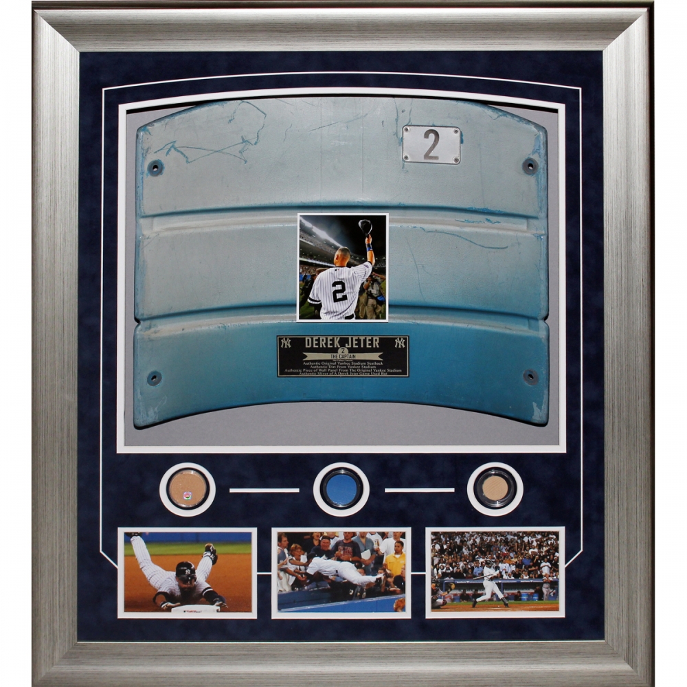 Sports Memorabilia Auction Pristine Jeter 24x28 Custom Framed Authentic 2 Yankee Stadium Game Used Seatback Collage With