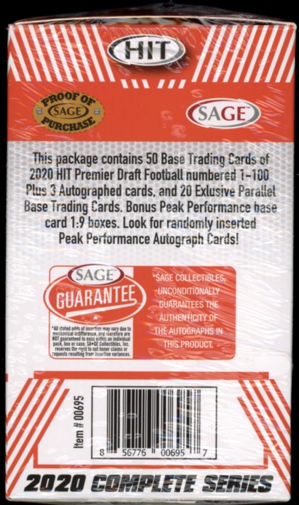 2020 Sage Hit Premier Draft Complete Series Football Blaster Box with (70) Cards at PristineAuction.com 2020 Sage Hit Premier Draft Complete Series Football Blaster Box with (70) Cards at PristineAuction.com