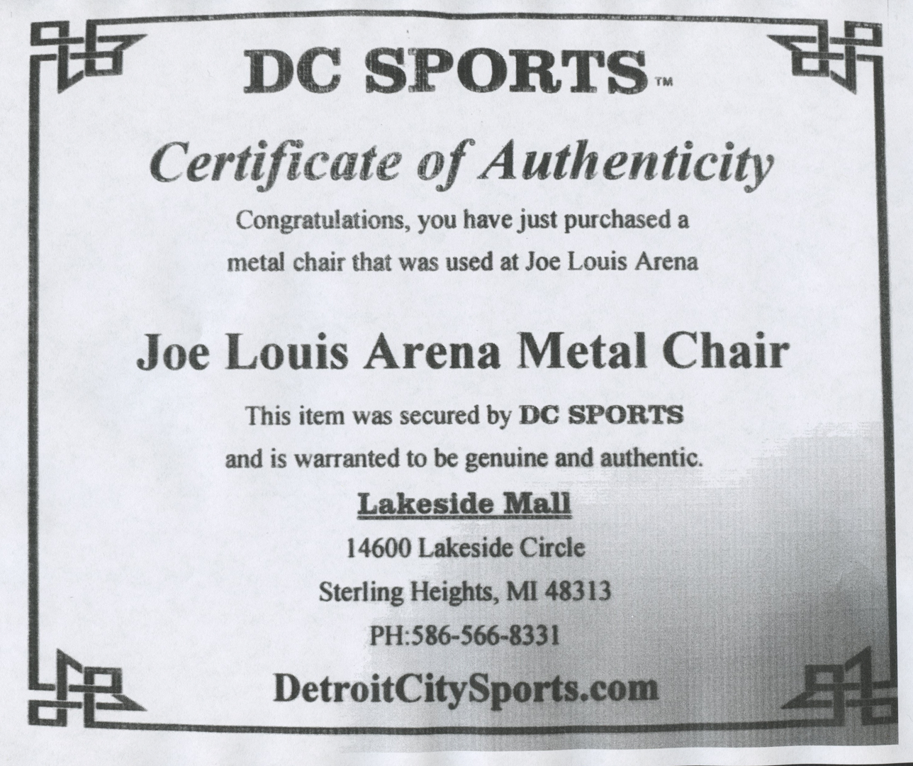 Original Joe Louis Arena Authentic Seats (DC Sports COA) at PristineAuction.com Original Joe Louis Arena Authentic Seats (DC Sports COA) at PristineAuction.com