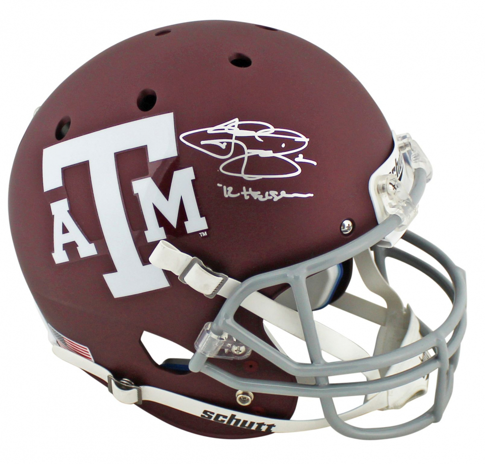 Johnny Manziel Signed Texas A&M Aggies Matte Maroon Full-Size Helmet Inscribed "'12 Heisman" (Beckett COA) at PristineAuction.com Johnny Manziel Signed Texas A&M Aggies Matte Maroon Full-Size Helmet Inscribed "'12 Heisman" (Beckett COA) at PristineAuction.com
