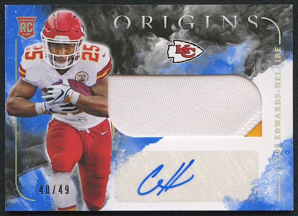 Clyde Edwards-Helaire 2020 Panini Origins Blue #121 Jersey Autograph RC #40/49