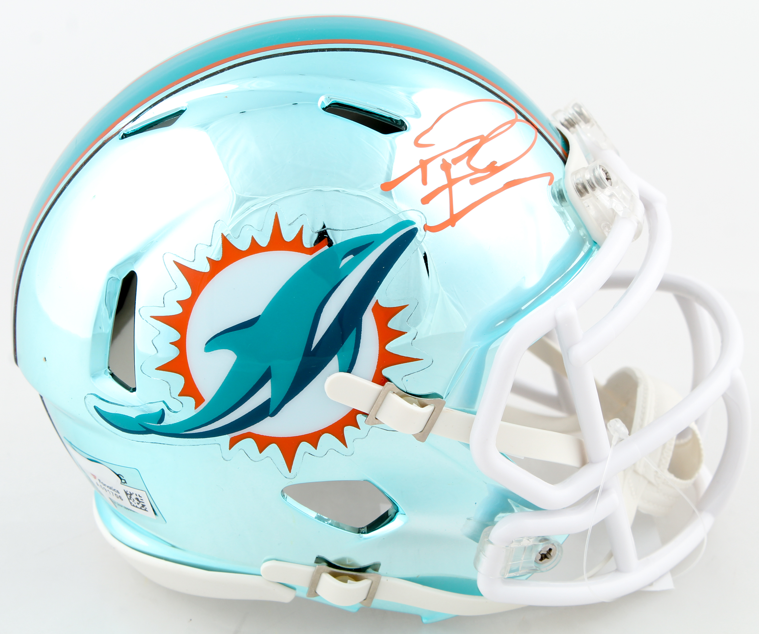 Tua Tagovailoa Signed Dolphins Chrome Speed Mini Helmet (Fanatics Hologram) at PristineAuction.com Tua Tagovailoa Signed Dolphins Chrome Speed Mini Helmet (Fanatics Hologram) at PristineAuction.com