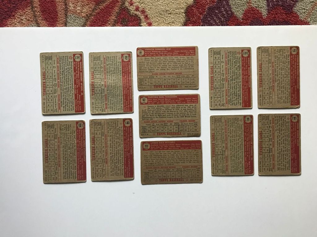 Lot of (11) 1952 Topps Baseball Cards With Vernon Law #81, Bobby Avila #257, Vern Stephens #84, Johnny Lipon #89 at PristineAuction.com Lot of (11) 1952 Topps Baseball Cards With Vernon Law #81, Bobby Avila #257, Vern Stephens #84, Johnny Lipon #89 at PristineAuction.com